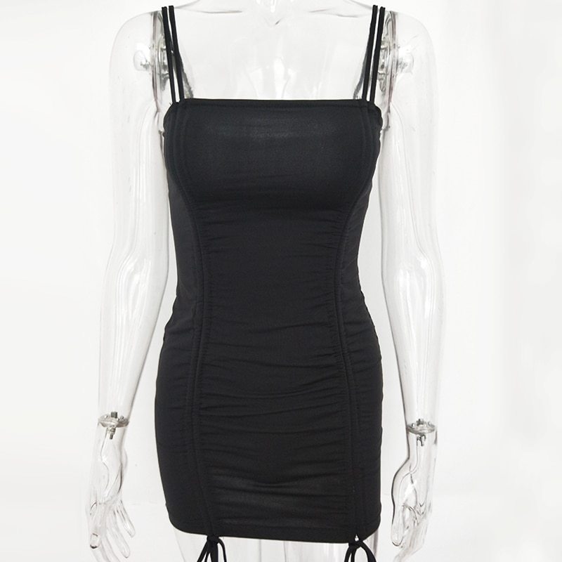 Articat Spaghetti Strap Backless Dress Strapless Bodycon Bandage Party Dresses Vestidos Club Mini Dress