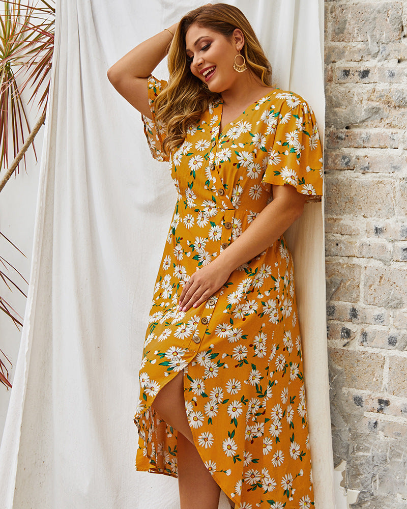 Fat woman plus size long dress