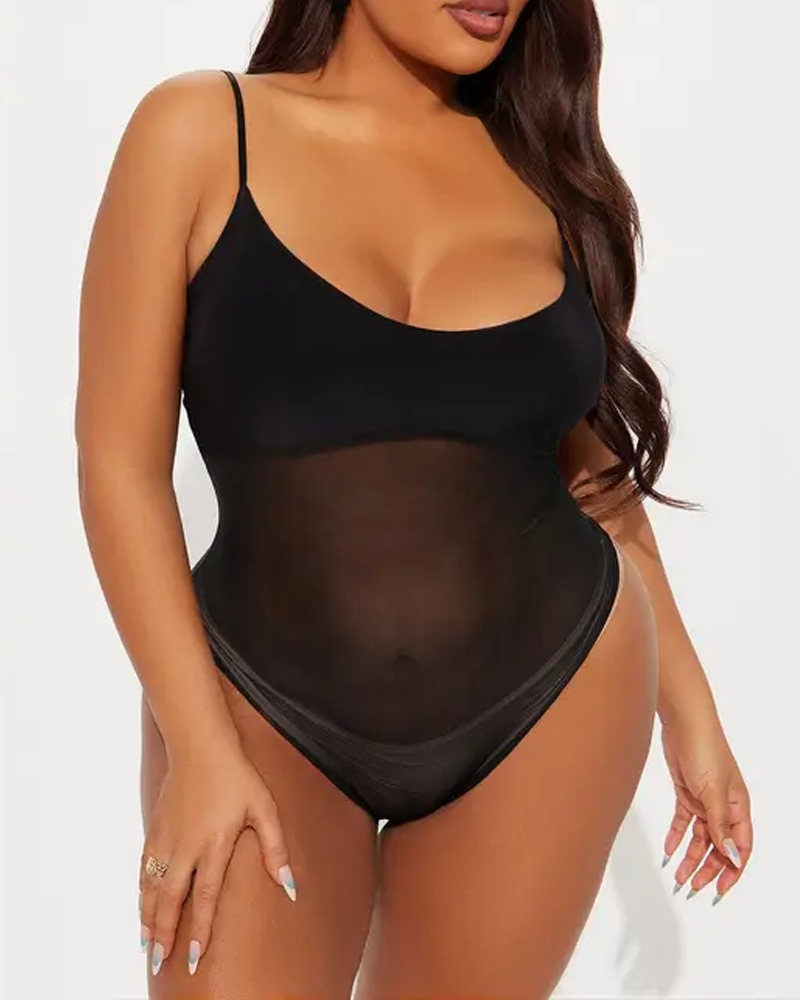 Sheer Mesh Bodysuit - Black
