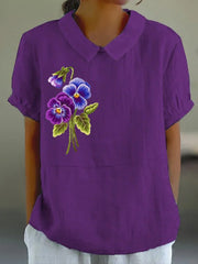Lapel Short Sleeve Elegant Women
