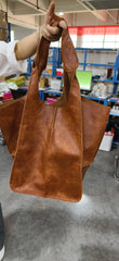Vintage Large Capacity Handbags PU Soft Leather Big Bag Designer Luxury Shoulder Bag Beach On Vacation Woman Tote Bag