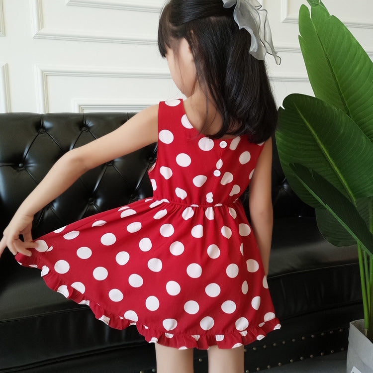 Family Matching Sand Beach Dress Set â€?& Kids' Short Sleeve Polka Dot Dresses