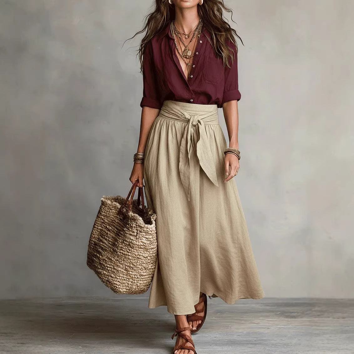 Casual Skirt And Shirt Two-Piece Set
