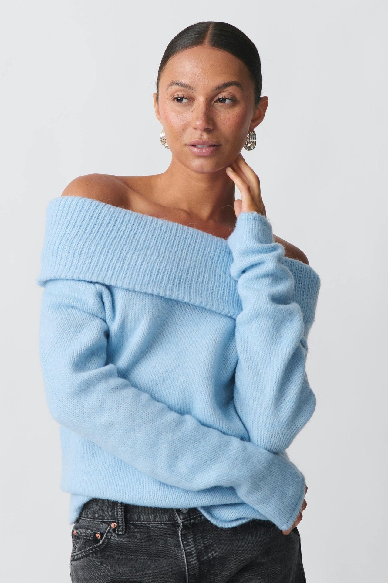 All-matching Sweet Off-shoulder Lapel Sweater