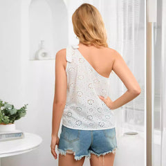 Irregular Design Oblique Shoulder Vest Basic Tops