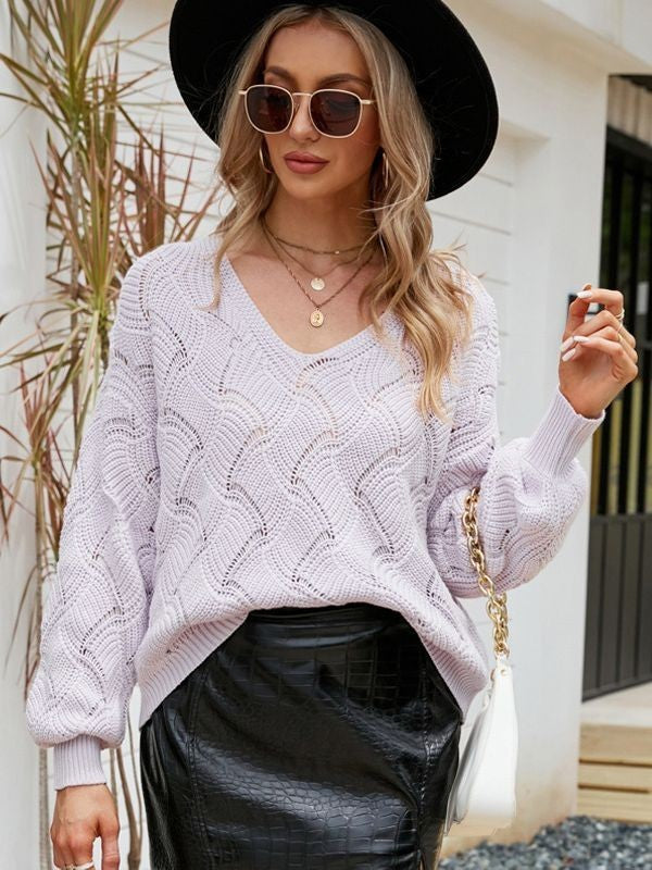 Long-sleeved Solid Color Pullover Loose Sweater