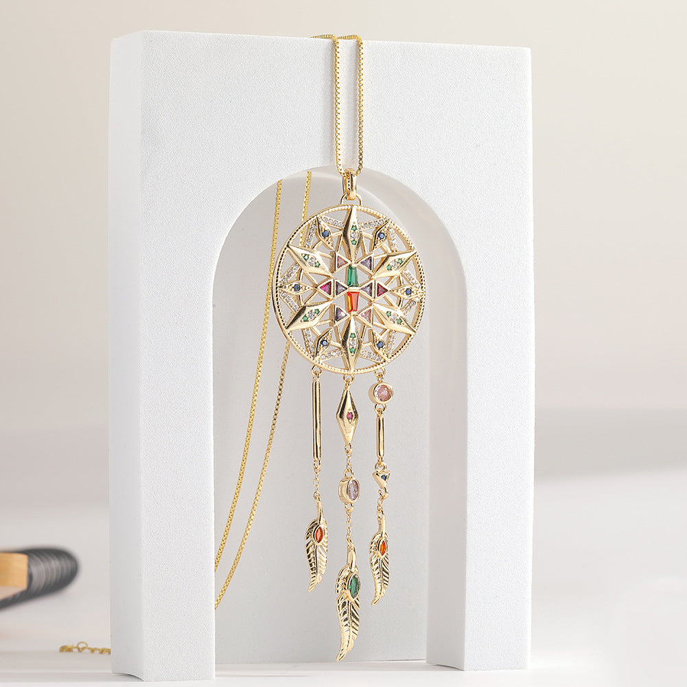Necklace Round Hollow Star Pendant Net Celebrity