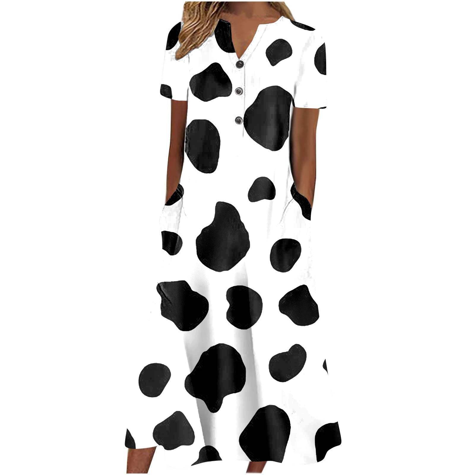 Casual Short Sleeved Long Midi Plain Dresses With Pockets