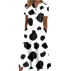 Casual Short Sleeved Long Midi Plain Dresses With Pockets