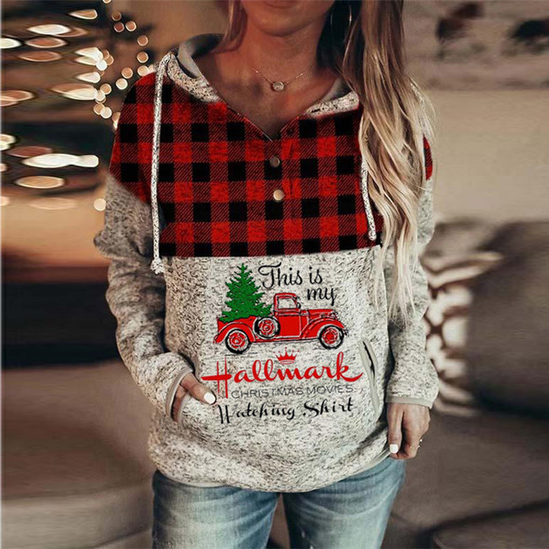 Jacket Christmas Letter Print Hooded Sweater