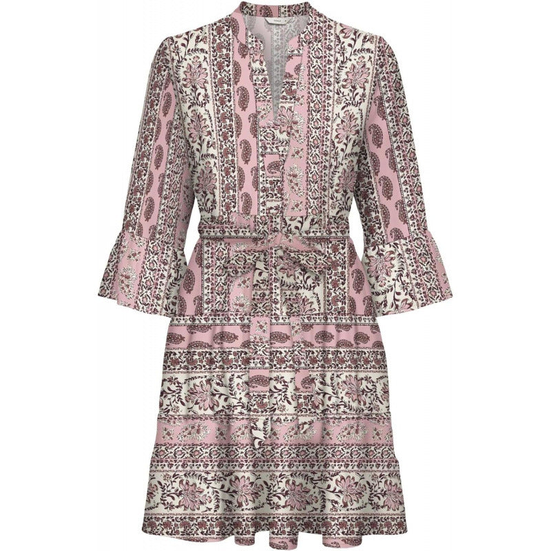 Elegant Relaxed-fit Strap Print Dress