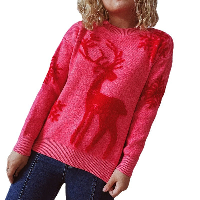 Round Neck Long Sleeve Knitted Christmas Sweater