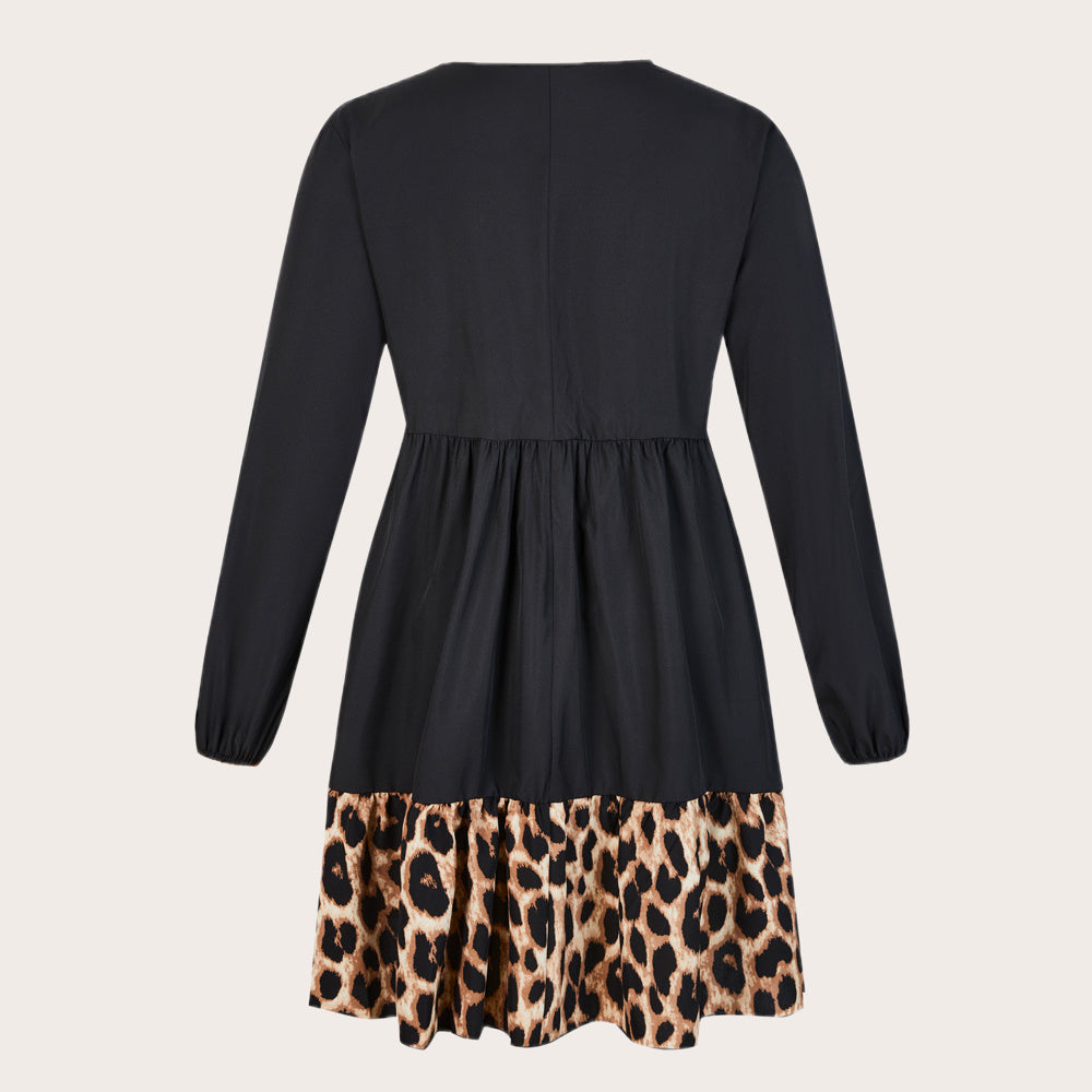 Plus Leopard Print Tunic Midi Shirt Dress