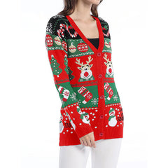 Loose Knitted Cardigan Sweater Coat Casual Long-sleeved Christmas Sweater