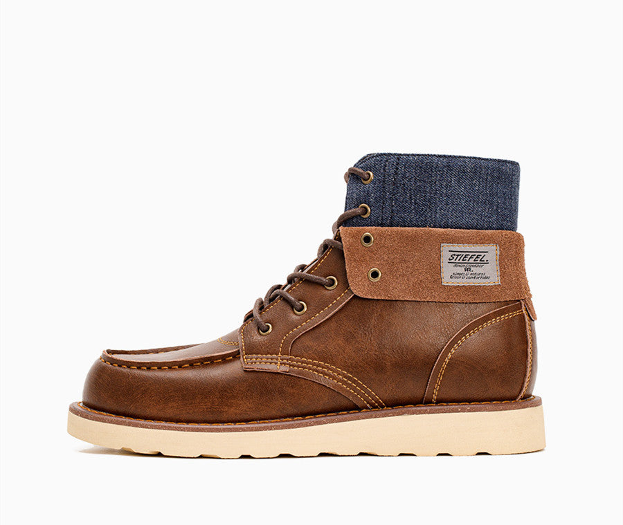 Lapel Vintage Work Boots Men's Boots British Style