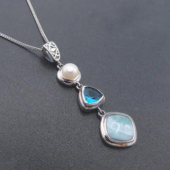 Natural sea vein gemstone pearl necklace