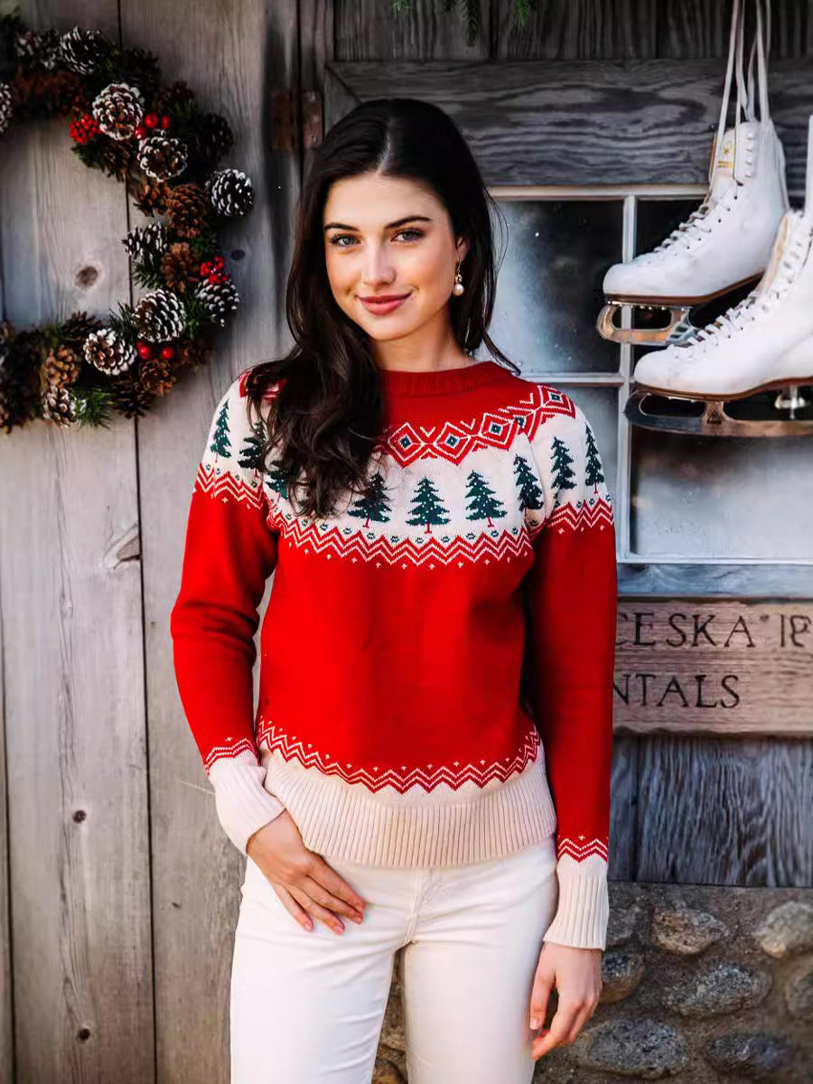 Casual Christmas Tree Knitted Sweater