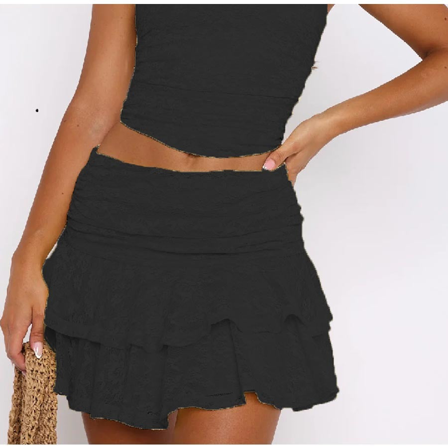 Solid Color Lace Skirt