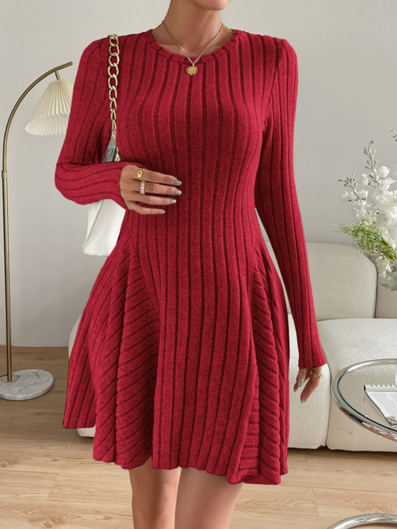 French Knitted Long-sleeved Dress Short Skirt