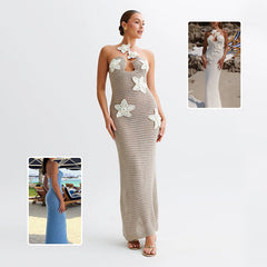 Slim Halterneck Dress With Stars Seaside Beach Long Dresses Womens Clothing