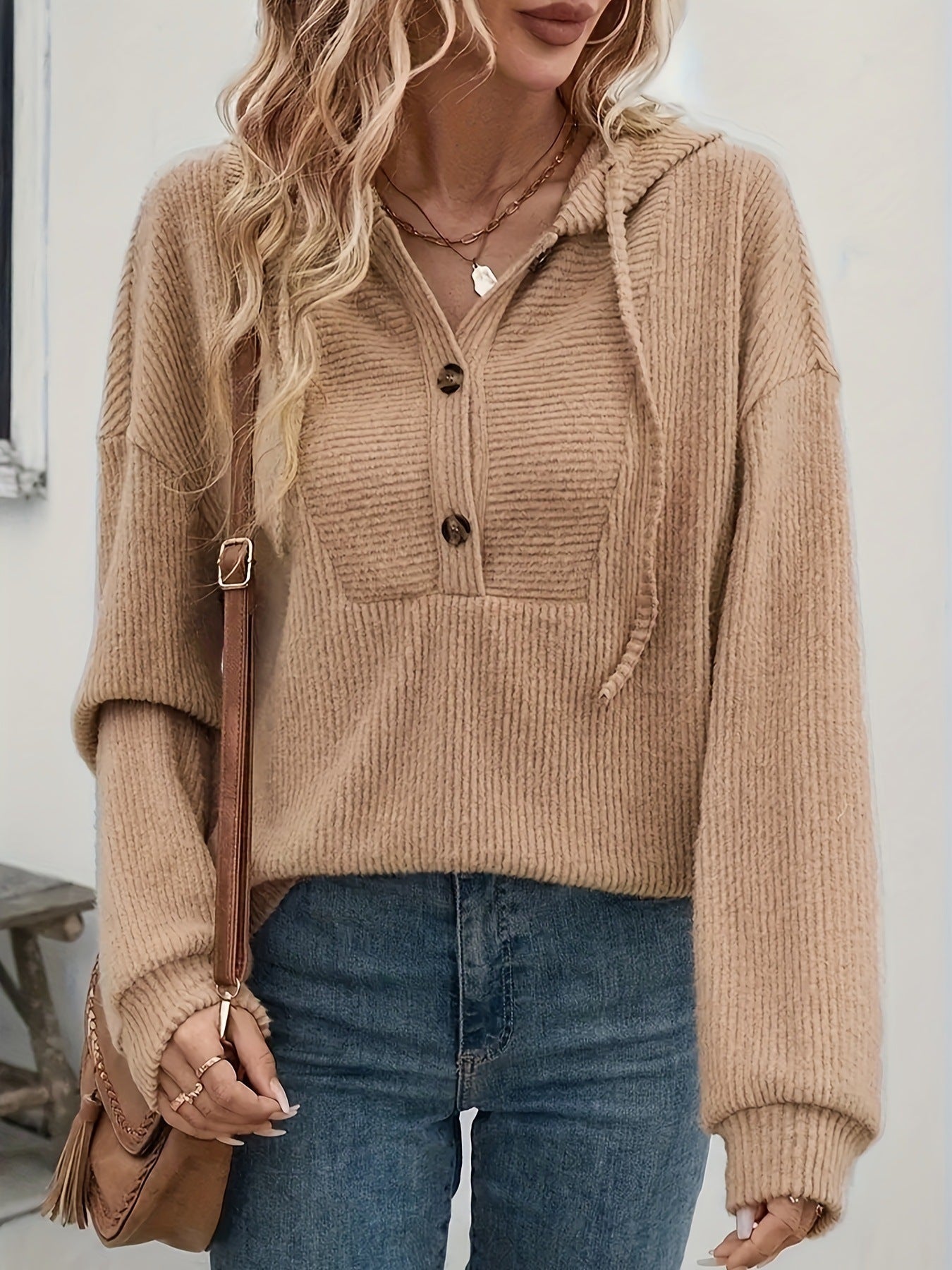 Fall Hooded Sunken Stripe Long-sleeved Sweater