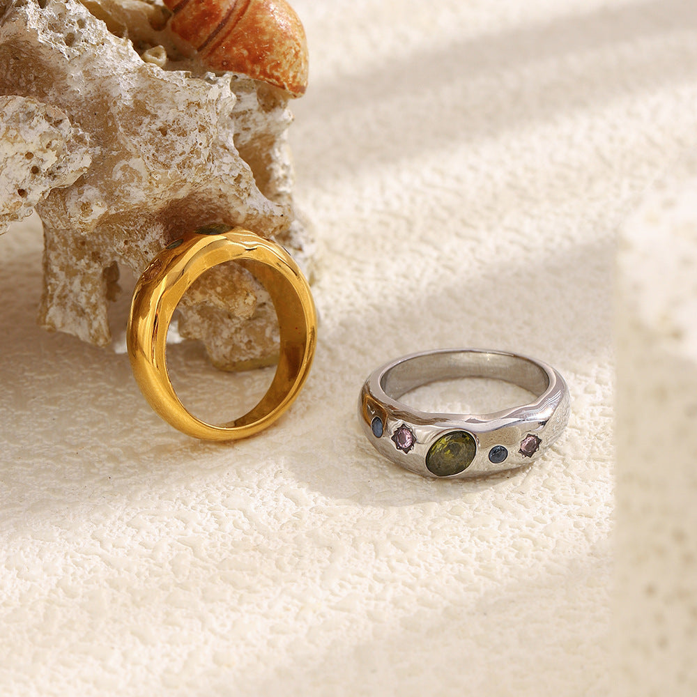 Geometric Zircon Color Diamond Ring For Women
