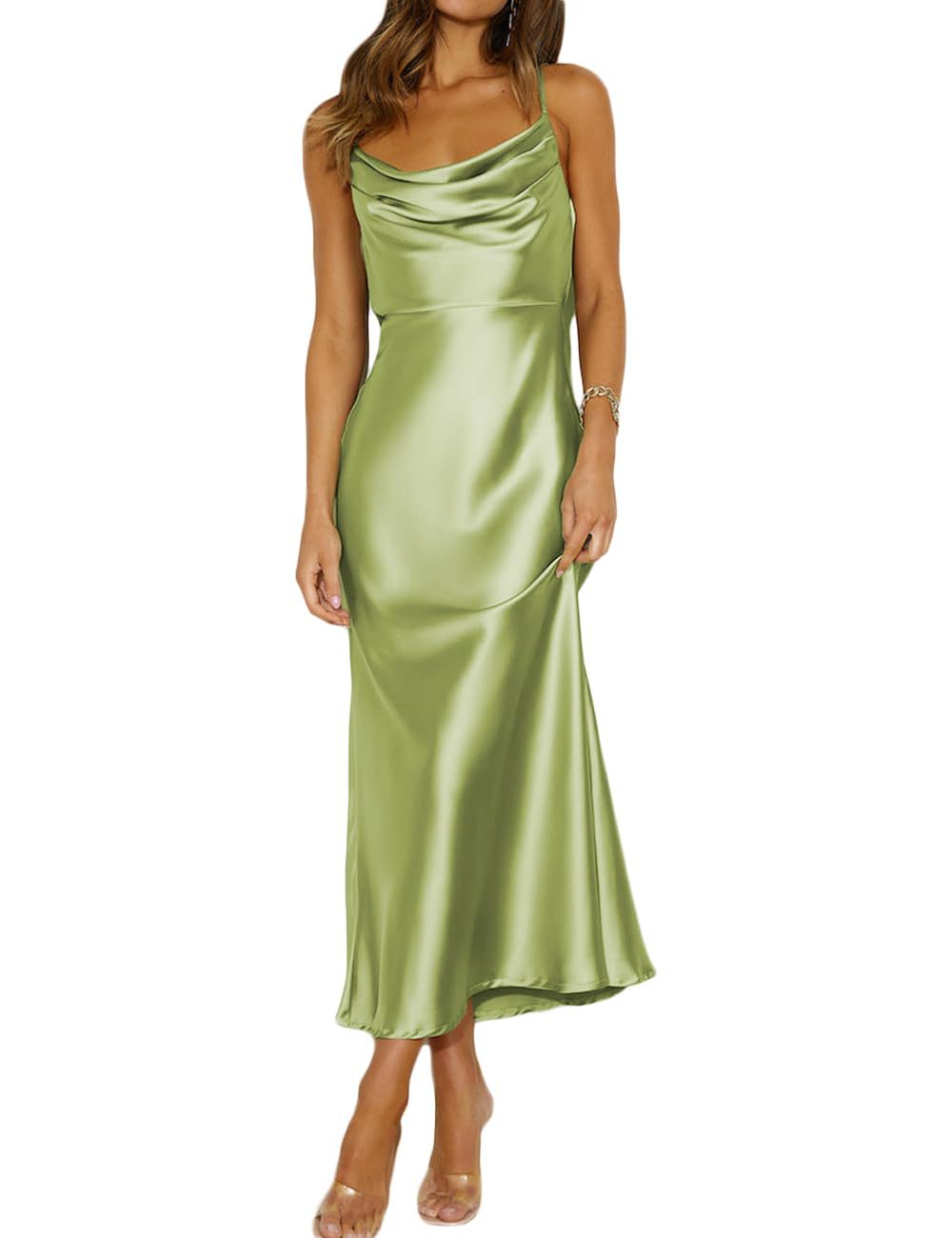 Shoulder Straps Slim-fit Backless Lace-up Long Dress Robe