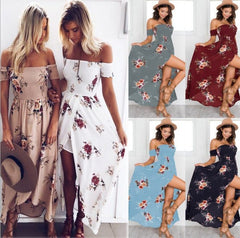 Boho style long dress Off shoulder beach dresses
