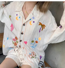 Full Score Embroidered Shirt Shorts