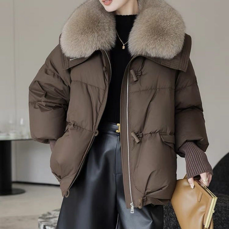 Down Cotton-padded Jacket Short Fur Collar Thickened Coat Clothing