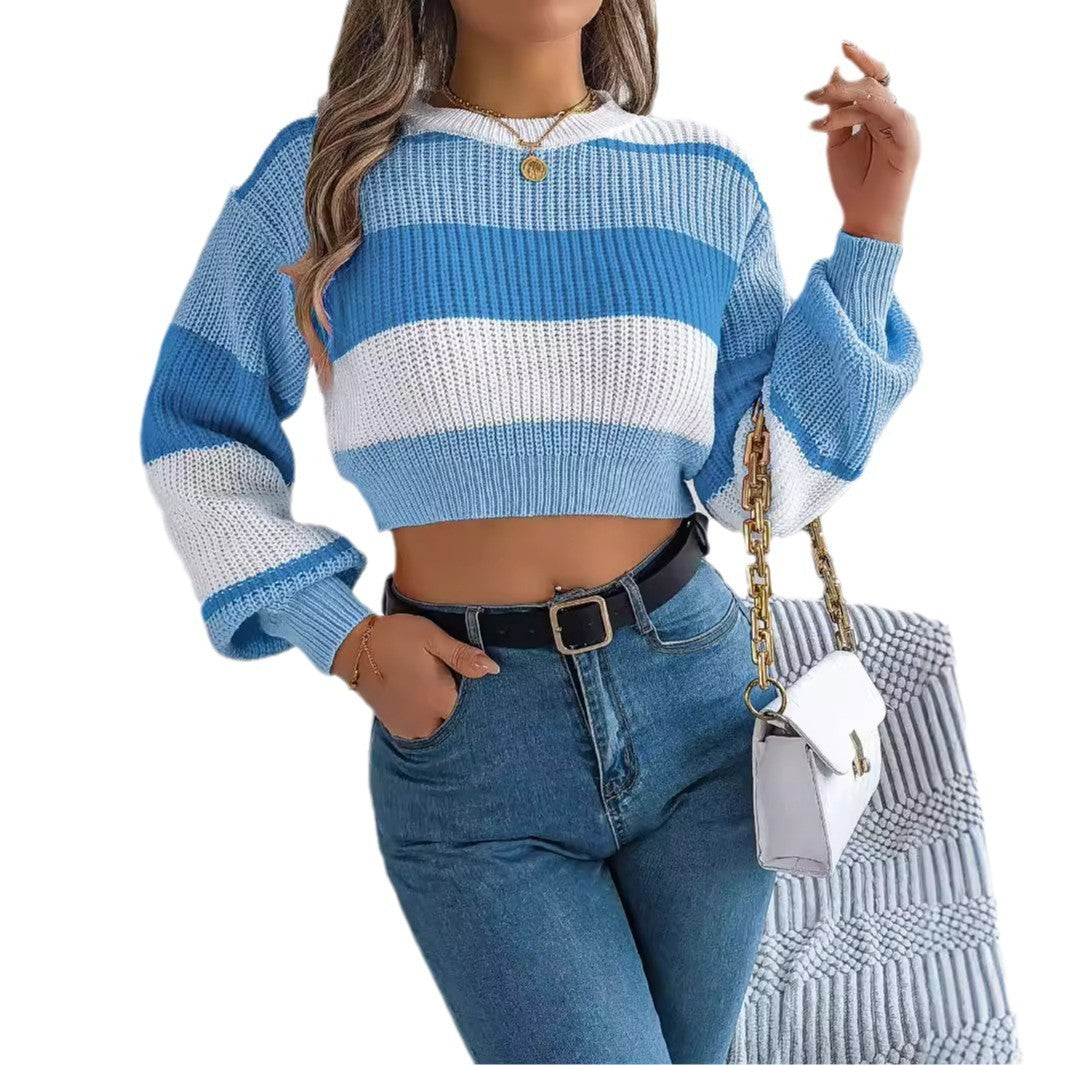 Leisure Pullover Midriff-baring Sweater Knitted Top