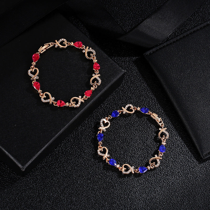 Heart-Shaped Bracelet with Rhinestones