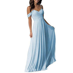 Off Shoulder Chiffon A-line Pleated Bridesmaid Dress