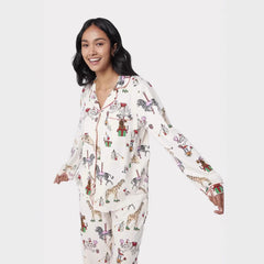 Christmas Printed Long-sleeved Trousers Ladies Home Leisure Suit