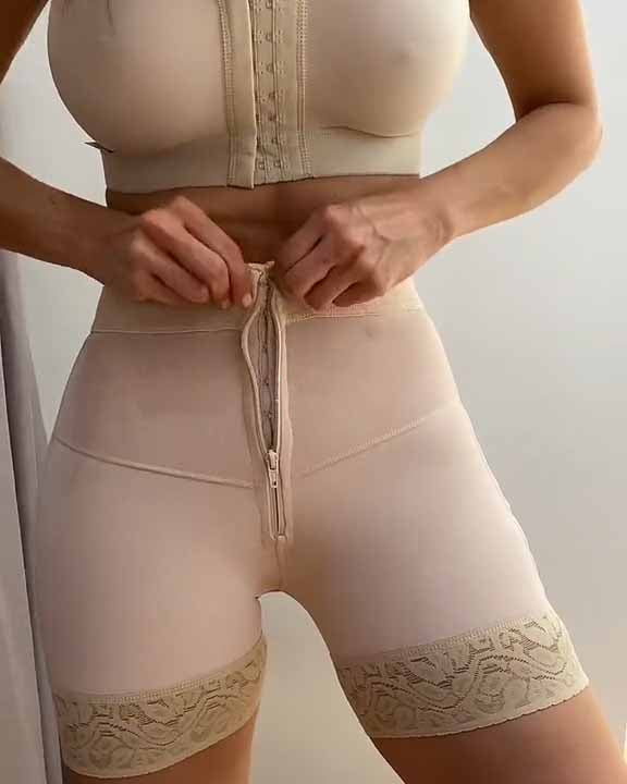 Internal Hooks Firm Compression Zipper Butt Lift Peahcy Shaper Shorts