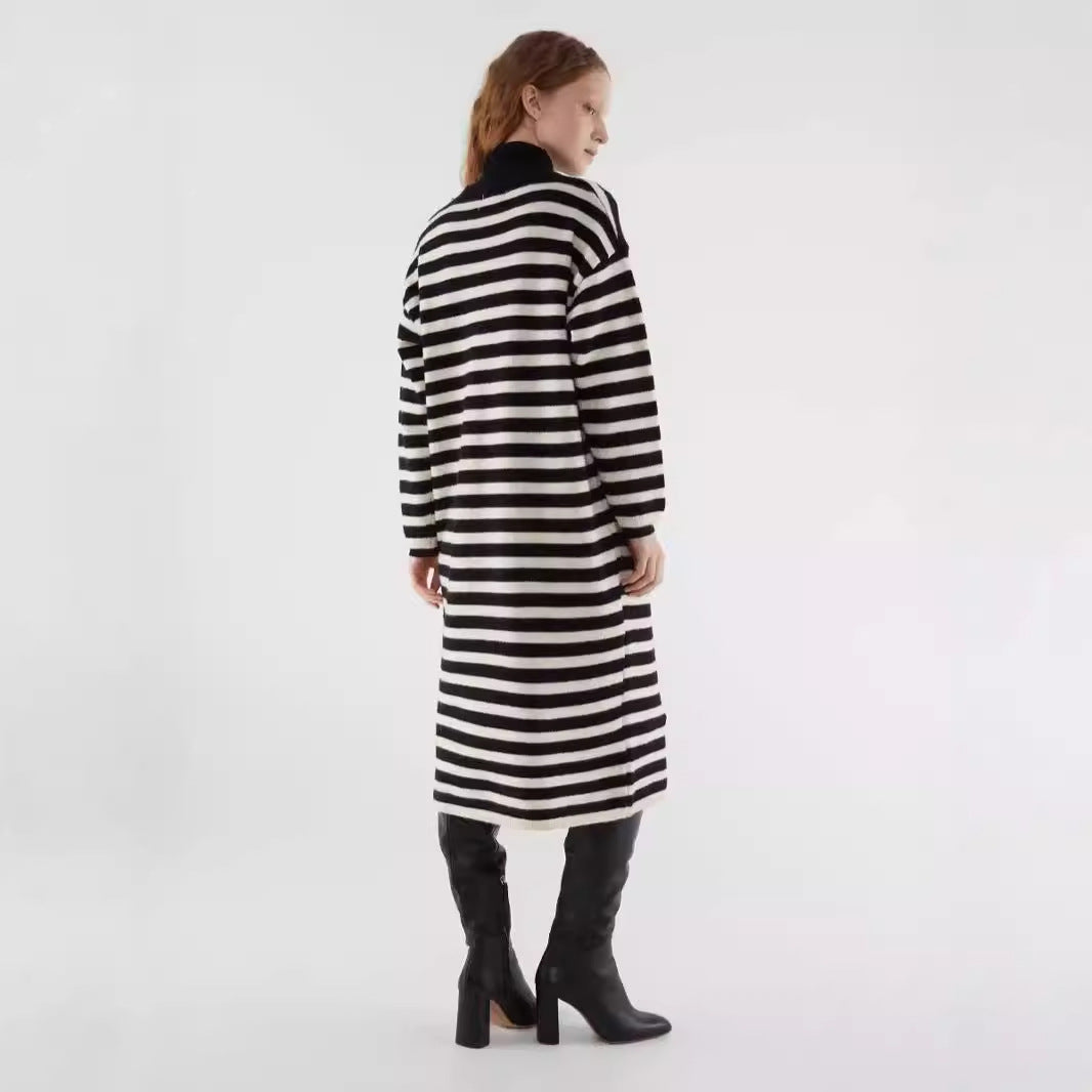 Ladies Striped Dress Sweater