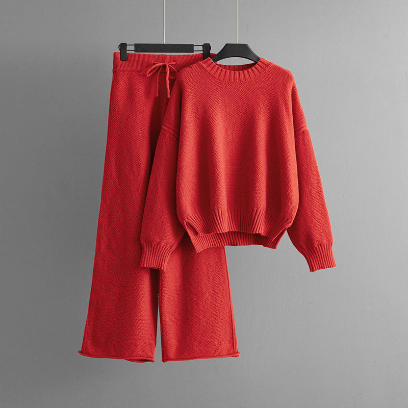 Casual Knitted Pants Set For Women