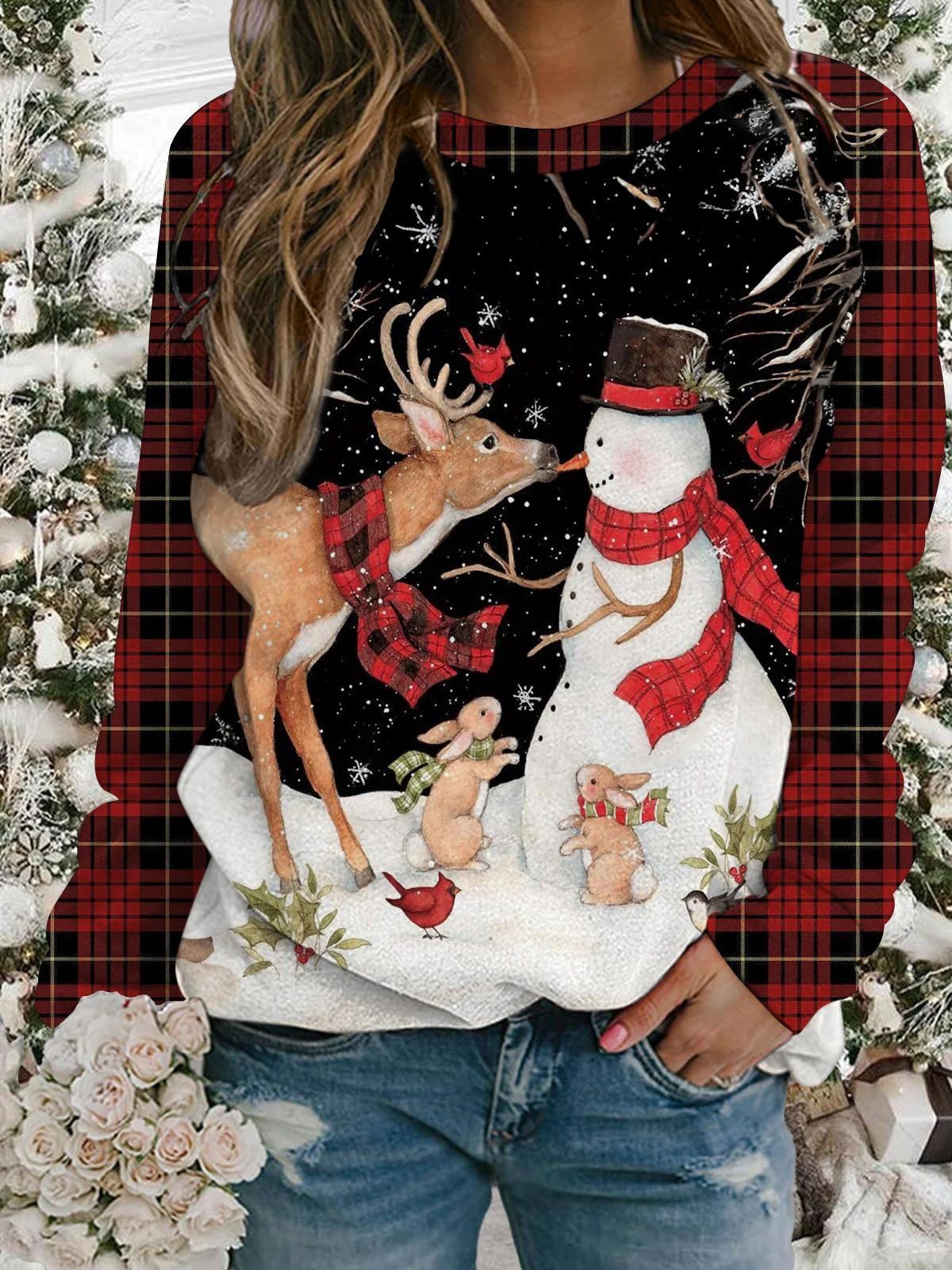 Christmas Crew Neck Casual Sweater