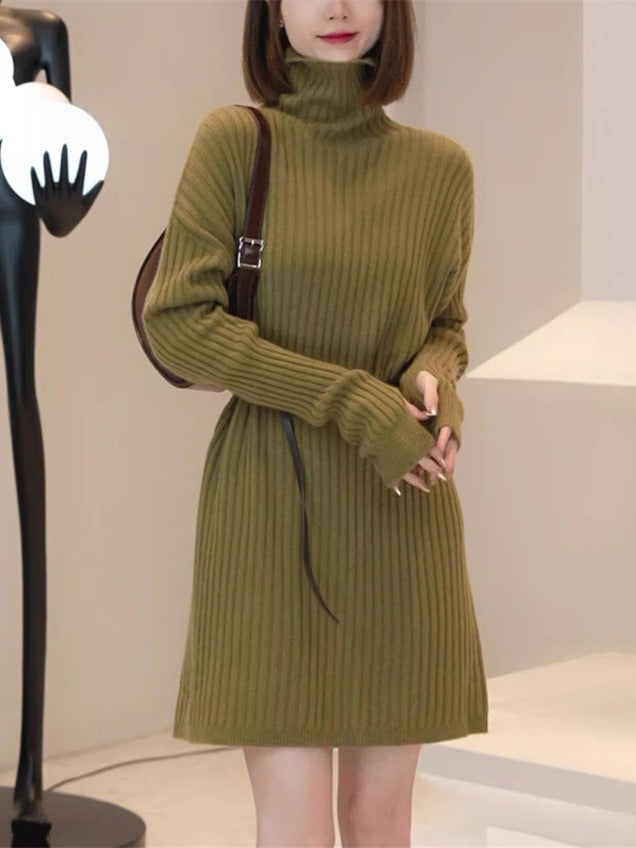 And Large Size Idle Style Belt Midi Knitted Bottoming Skirt