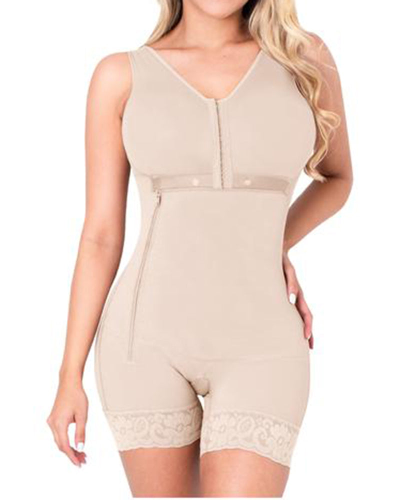 Bodysuit Bodyshaper Side Zipper Adjustable Breast Support Tummy Control Shaperwear