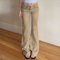 Retro Low-Waist Slimming Drapey Straight-Leg Pants
