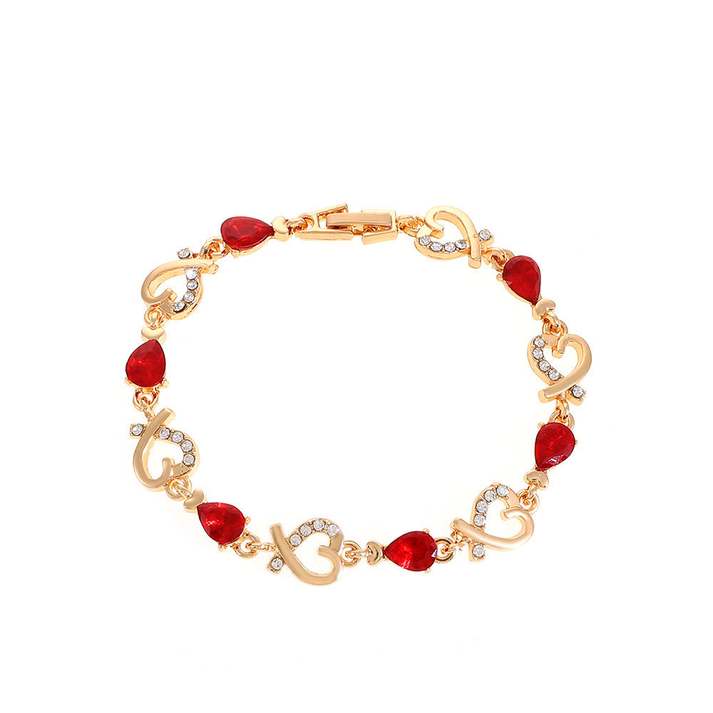 Heart-Shaped Bracelet with Rhinestones