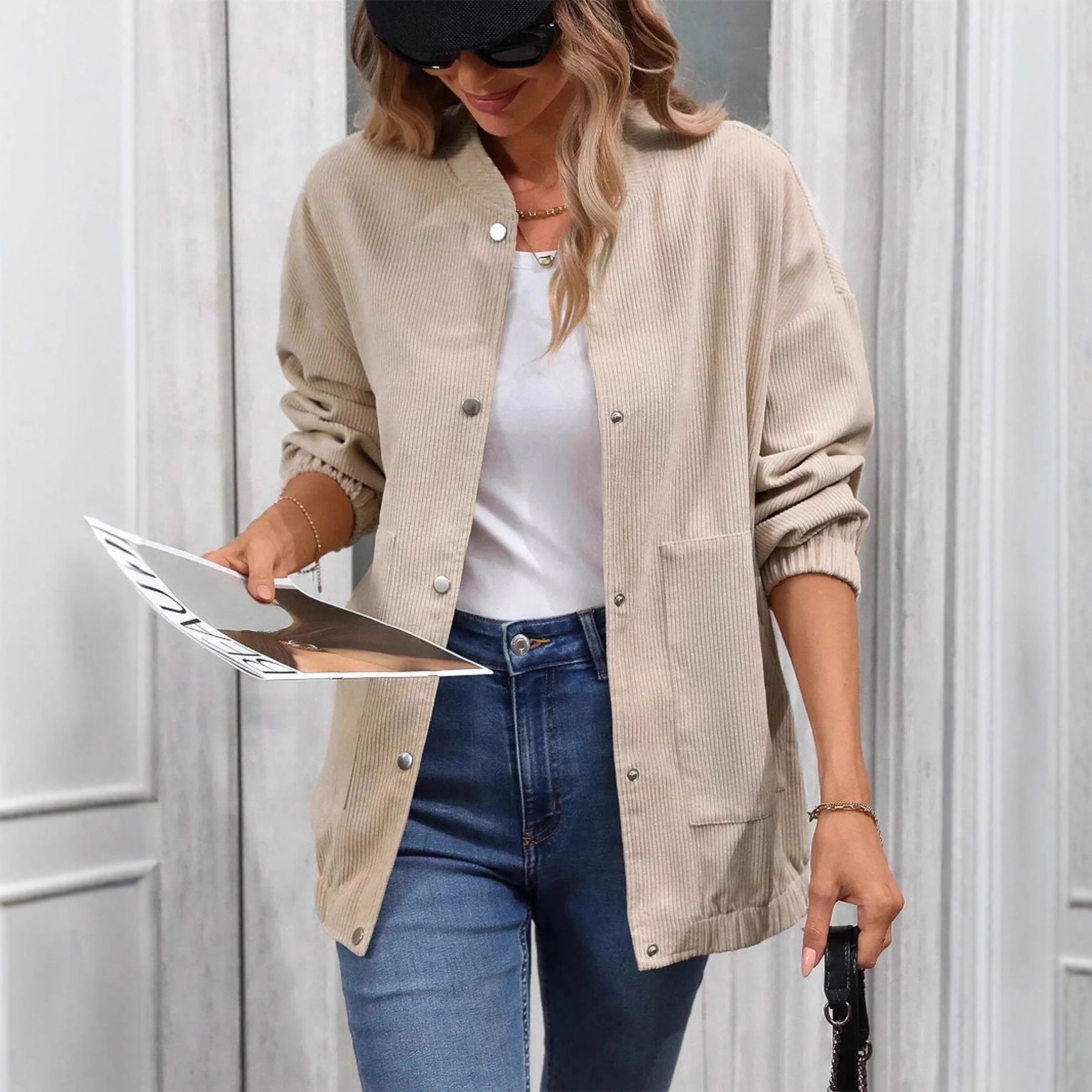 Pocket Cardigan Elegant Loose Tops