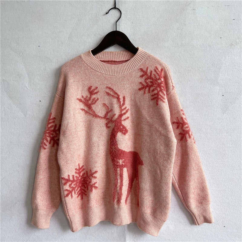 Round Neck Long Sleeve Knitted Christmas Sweater