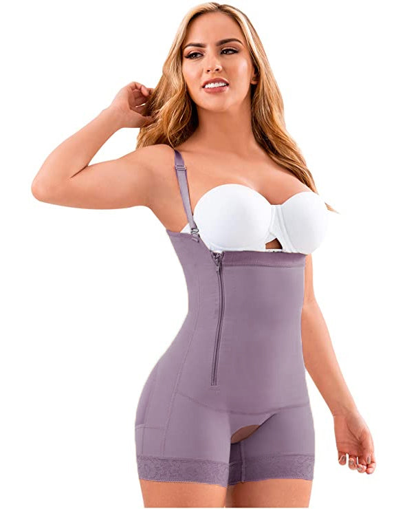 Shapewear Side Zipper Tummy Control Hip Lift Lace Ajustable Shoulder Strap Bodysuit Butt LiFter