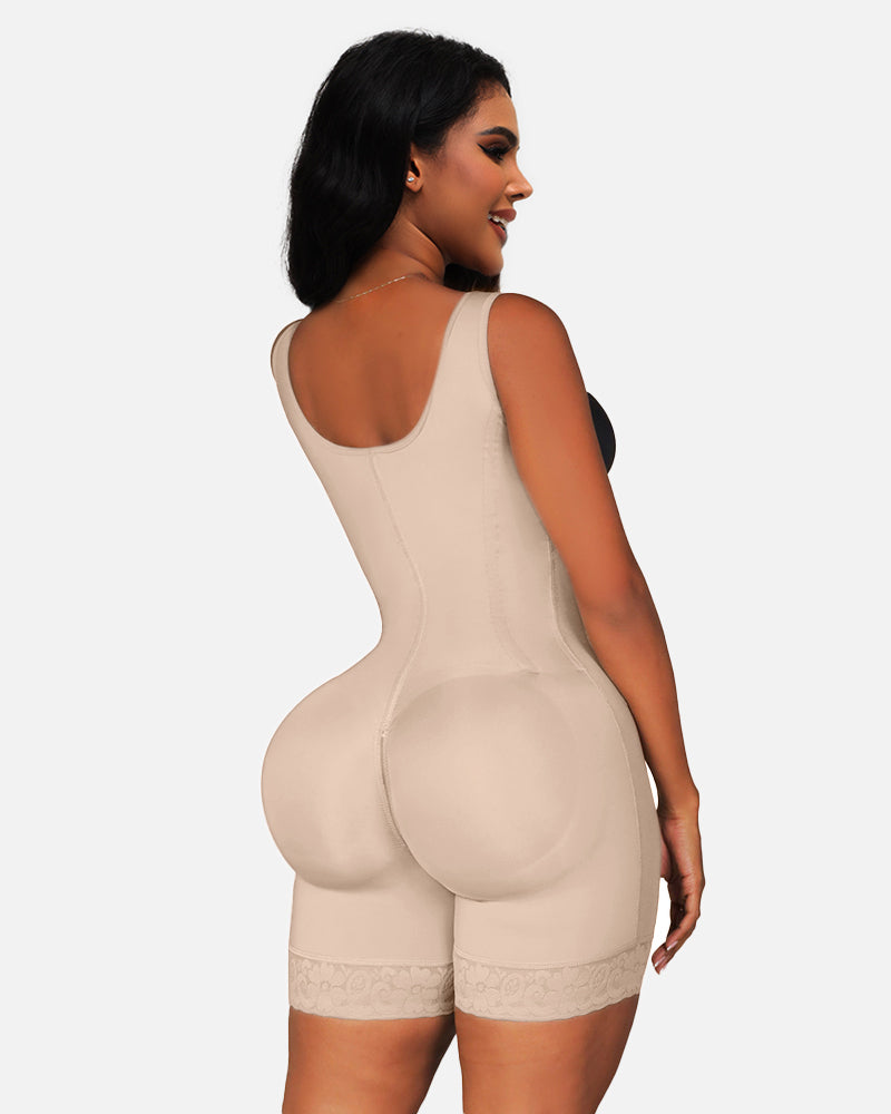 Faja Tummy Control Open Bust Shapewear Thigh Slimmer Zipper Crotch Body Shaper