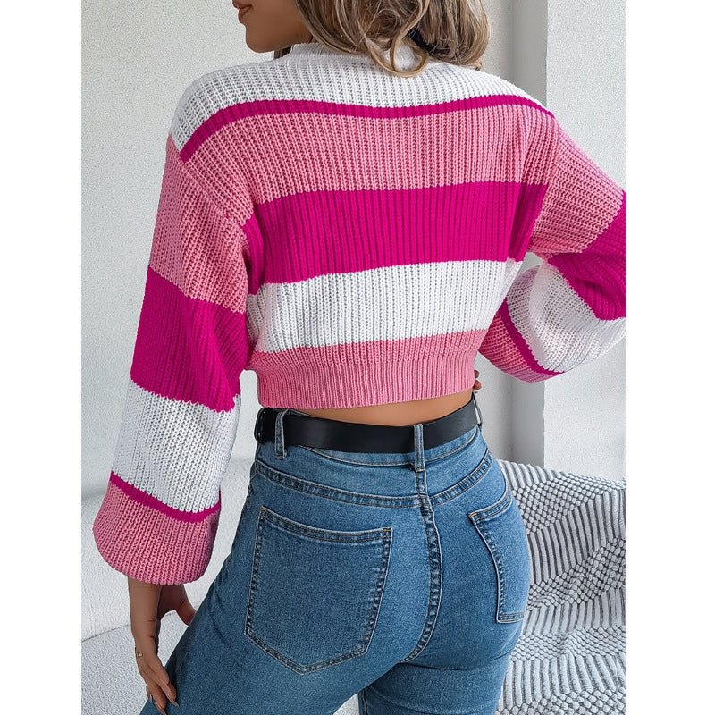 Leisure Pullover Midriff-baring Sweater Knitted Top