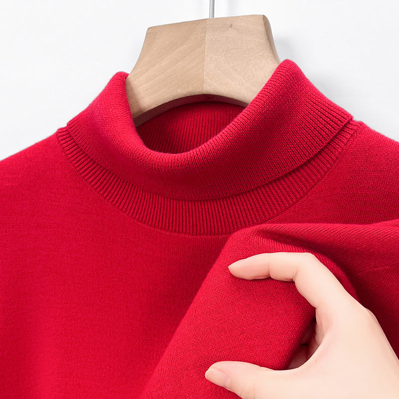 Non-scratchy Thermal Turtleneck Woolen Sweater Men's Thickened Solid Color Minimalist Long Sleeve