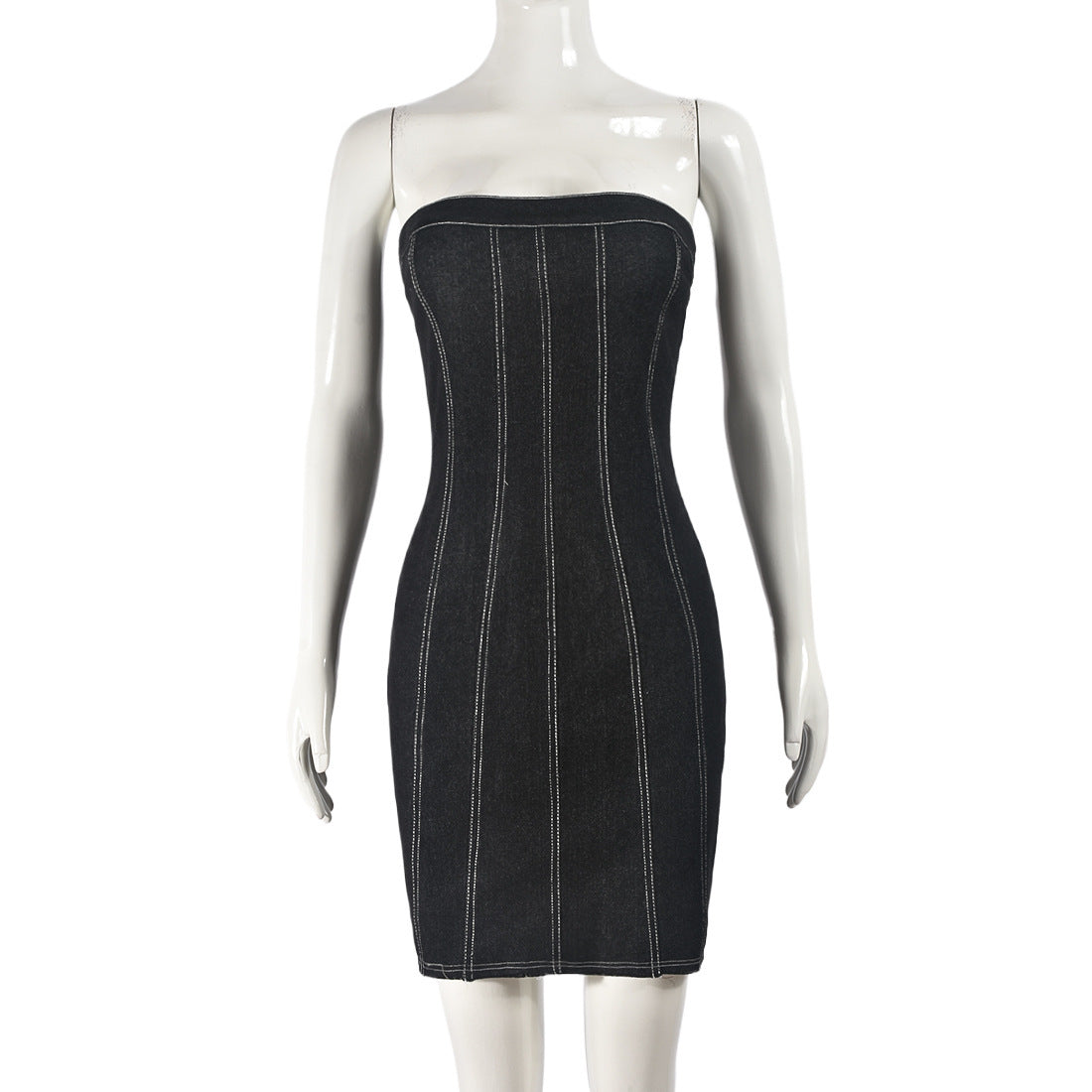 Backless Tube Denim Dress Y2K Slim Short Dresses For Clothing