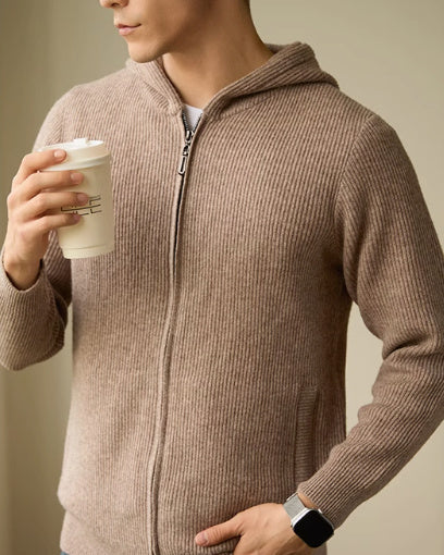 Men's 100 Pure Wool Hooded Cardigan And Sweaters